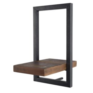 Wohnli Möbelsuche - Wandregal mit 1 Etage aus Teakholz und schwarzem Metall L20