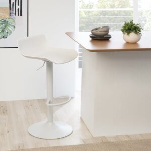 wohnli-moebel-suche-M21108383-1 Hocker mit zentralem Metallfuß und Sitz aus weißem Polypropylen 43x95x45cm Metall Weiß Koketto Home Möbel Wohnzimmermöbel Hocker