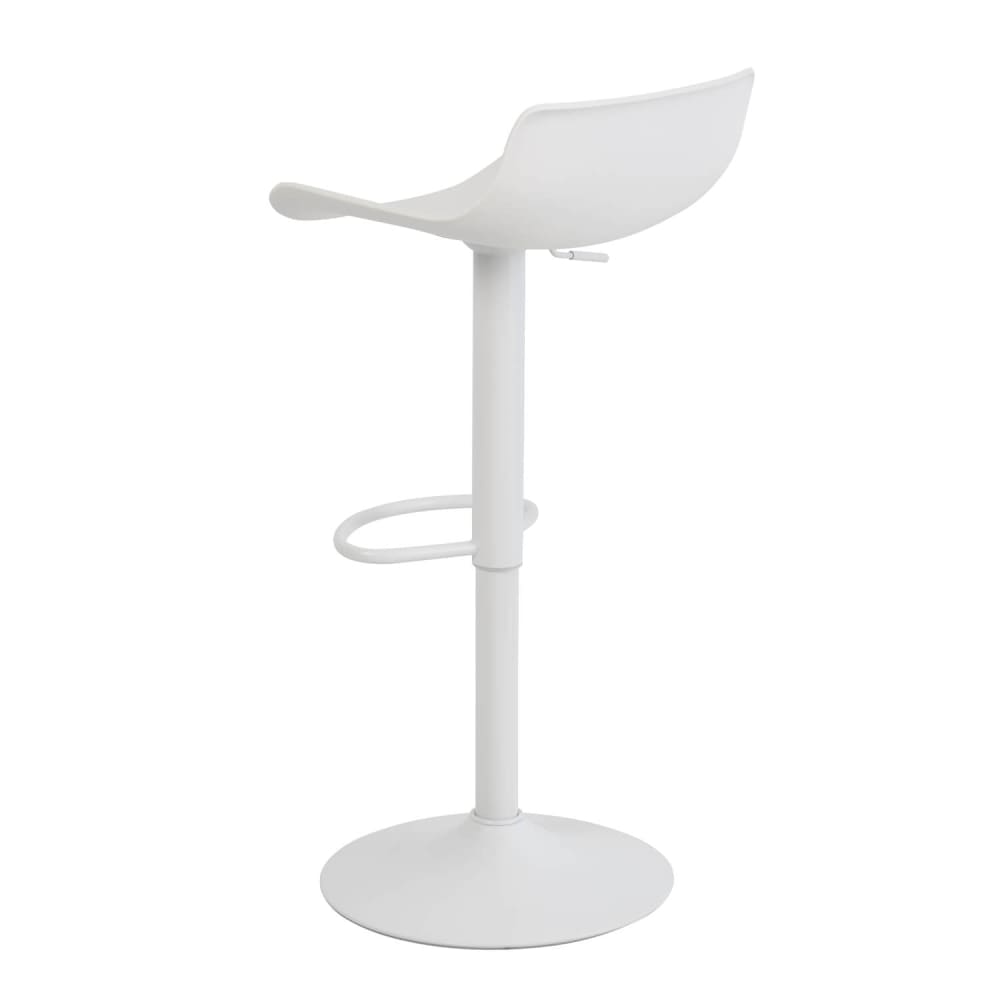 wohnli-moebel-suche-M21108383 Wohnli Möbelsuche - Hocker mit zentralem Metallfuß und Sitz aus weißem Polypropylen