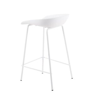 Niedriger Hocker mit Sitz und Metallbeinen in Weiß. 43x74x42cm Metall Weiß Koketto Home Möbel Wohnzimmermöbel Hocker