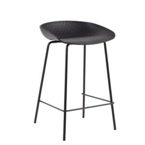 Niedriger Hocker mit Sitz und Metallbeinen in Schwarz. 43x74x42cm Metall Schwarz Koketto Home Möbel Wohnzimmermöbel Hocker