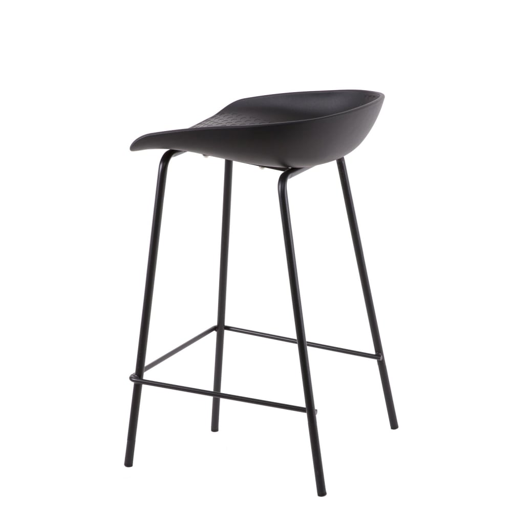 wohnli-moebel-suche-M21108558 Wohnli Möbelsuche - Niedriger Hocker mit Sitz und Metallbeinen in Schwarz.