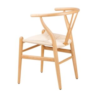Nordischer Esszimmerstuhl mit natürlicher Struktur und Sitzfläche. 56x76x55cm Holz Braun Koketto Home Möbel Esszimmermöbel Stühle