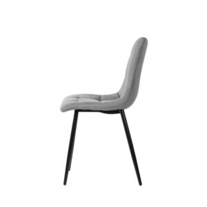 wohnli-moebel-suche-M21108618-1 Hellgrauer gepolsterter Esszimmerstuhl mit schwarzen Beinen 45x88x54cm PES - Polyester Grau Koketto Home Möbel Esszimmermöbel Stühle
