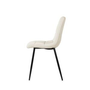 wohnli-moebel-suche-M21108670-1 Beigefarbener gepolsterter Esszimmerstuhl mit schwarzen Beinen 45x88x54cm PES - Polyester Beige Koketto Home Möbel Esszimmermöbel Stühle