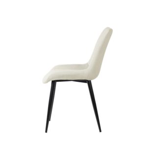 wohnli-moebel-suche-M21108755-1 Beiger gepolsterter Esszimmerstuhl mit schwarzen Beinen 51x88x62cm PES - Polyester Beige Koketto Home Möbel Esszimmermöbel Stühle