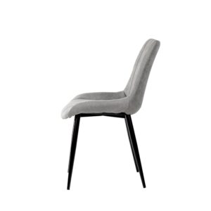 wohnli-moebel-suche-M21108768-1 Hellgrauer gepolsterter Esszimmerstuhl mit schwarzen Beinen 51x88x62cm PES - Polyester Grau Koketto Home Möbel Esszimmermöbel Stühle
