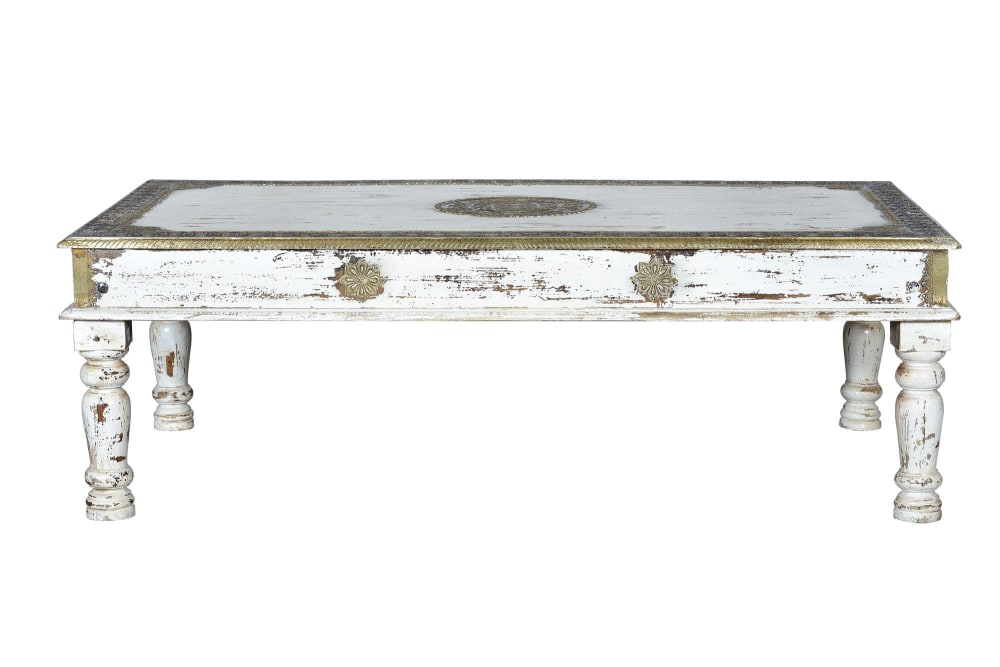 Couchtisch aus Mangoholz 140x45x80cm Holz Weiß GINER Y COLOMER Möbel Wohnzimmermöbel Couchtische