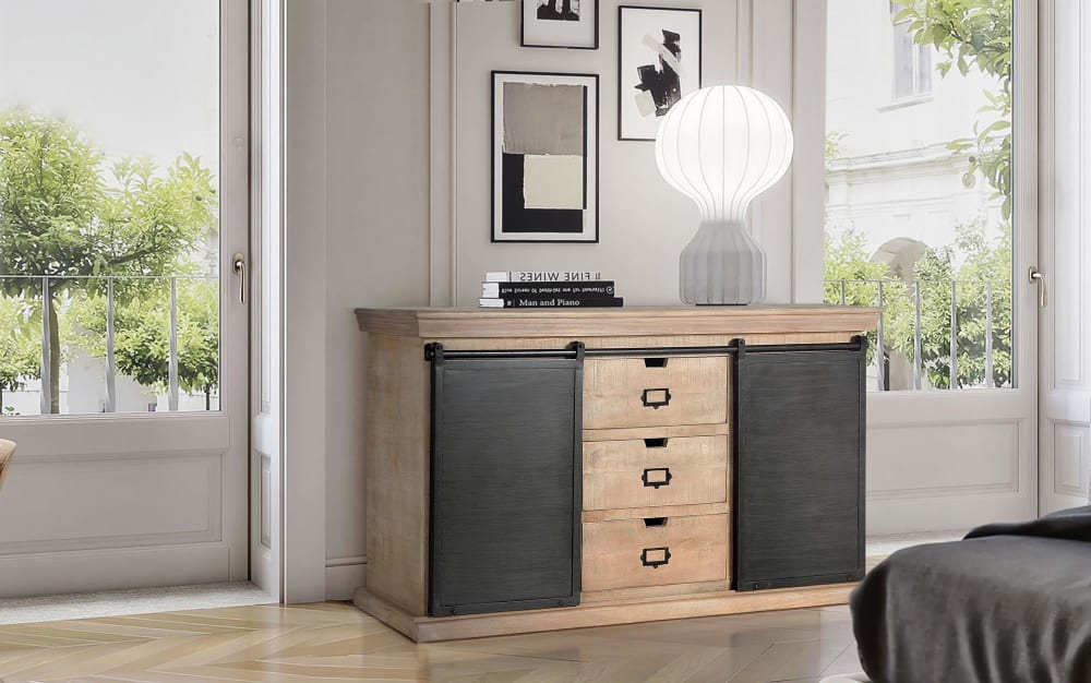 Sideboard aus Holz 160x85x40cm Holz Braun GINER Y COLOMER Möbel Esszimmermöbel Sideboards, Highboards & niedrige Anrichten