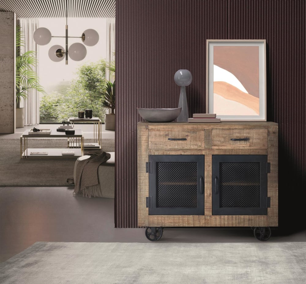 Sideboard aus Mangoholz 100x85x38cm Holz Braun GINER Y COLOMER Möbel Esszimmermöbel Sideboards, Highboards & niedrige Anrichten