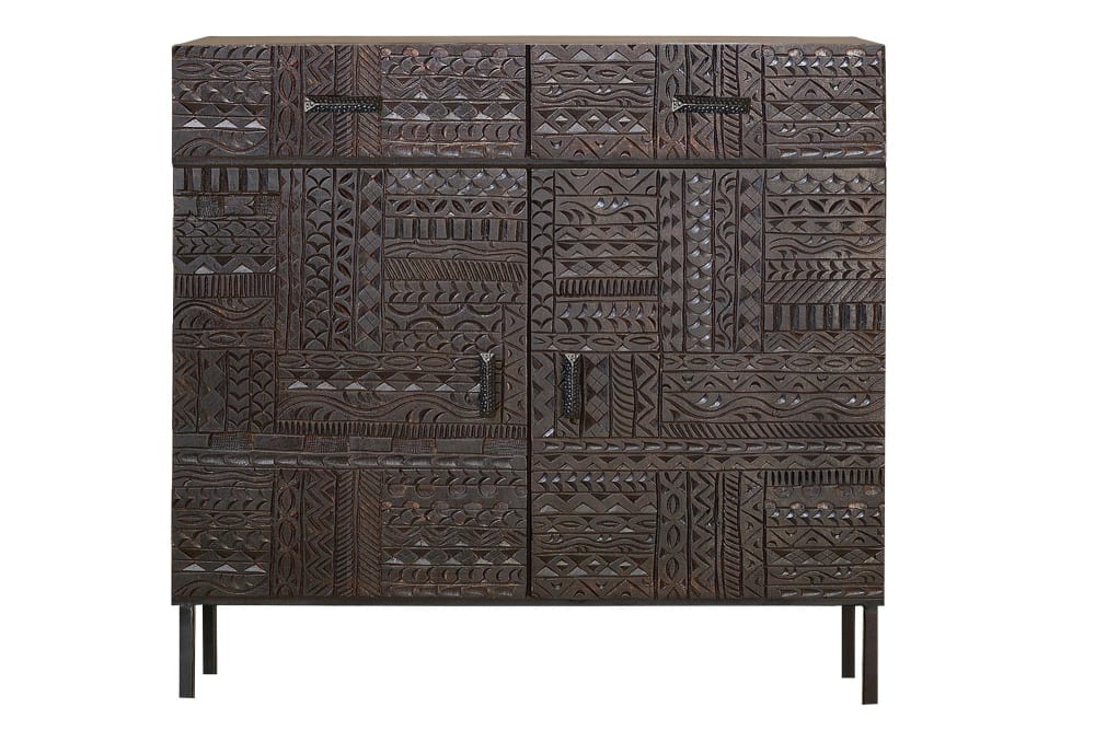 Schrank aus Mangoholz 100x77x40cm Holz Braun GINER Y COLOMER Möbel Schlafzimmermöbel Kommoden