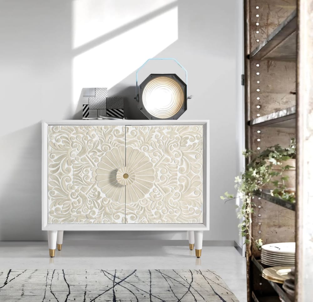 Konsole aus Mangoholz 90x76x35cm Holz Gold GINER Y COLOMER Möbel Esszimmermöbel Sideboards, Highboards & niedrige Anrichten