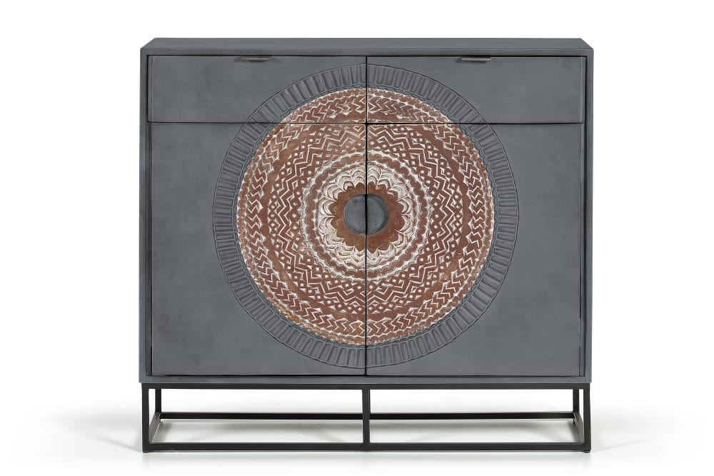 Konsole aus Mangoholz 100x90x32cm Holz Grau GINER Y COLOMER Möbel Schlafzimmermöbel Kommoden