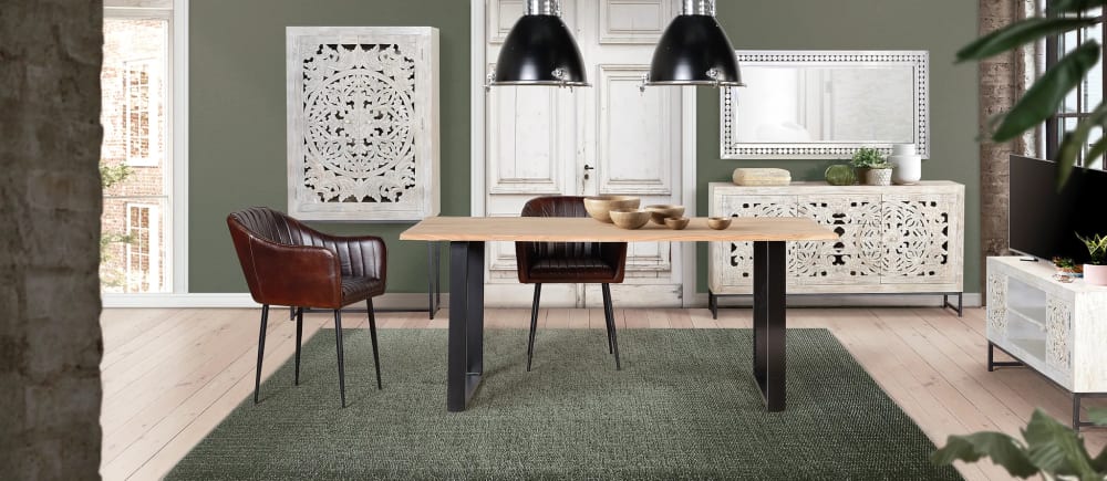 Esstisch aus Akazie 200x76x100cm Holz Braun GINER Y COLOMER Möbel Esszimmermöbel Esstische