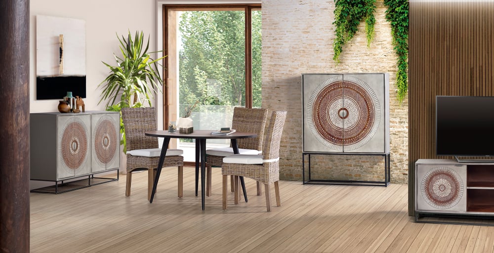 Esstisch aus Mangoholz 120x75x120cm Holz Braun GINER Y COLOMER Möbel Esszimmermöbel Esstische