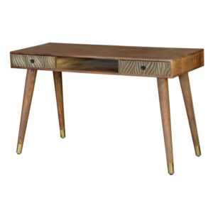 Schreibtisch aus Mangoholz und Bronze 130x76x50cm Holz Braun GINER Y COLOMER Möbel Büromöbel Schreibtische