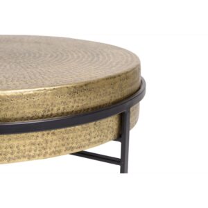 Couchtisch aus Bronze und Eisen 82x37x82cm Holz Schwarz GINER Y COLOMER Möbel Wohnzimmermöbel Couchtische