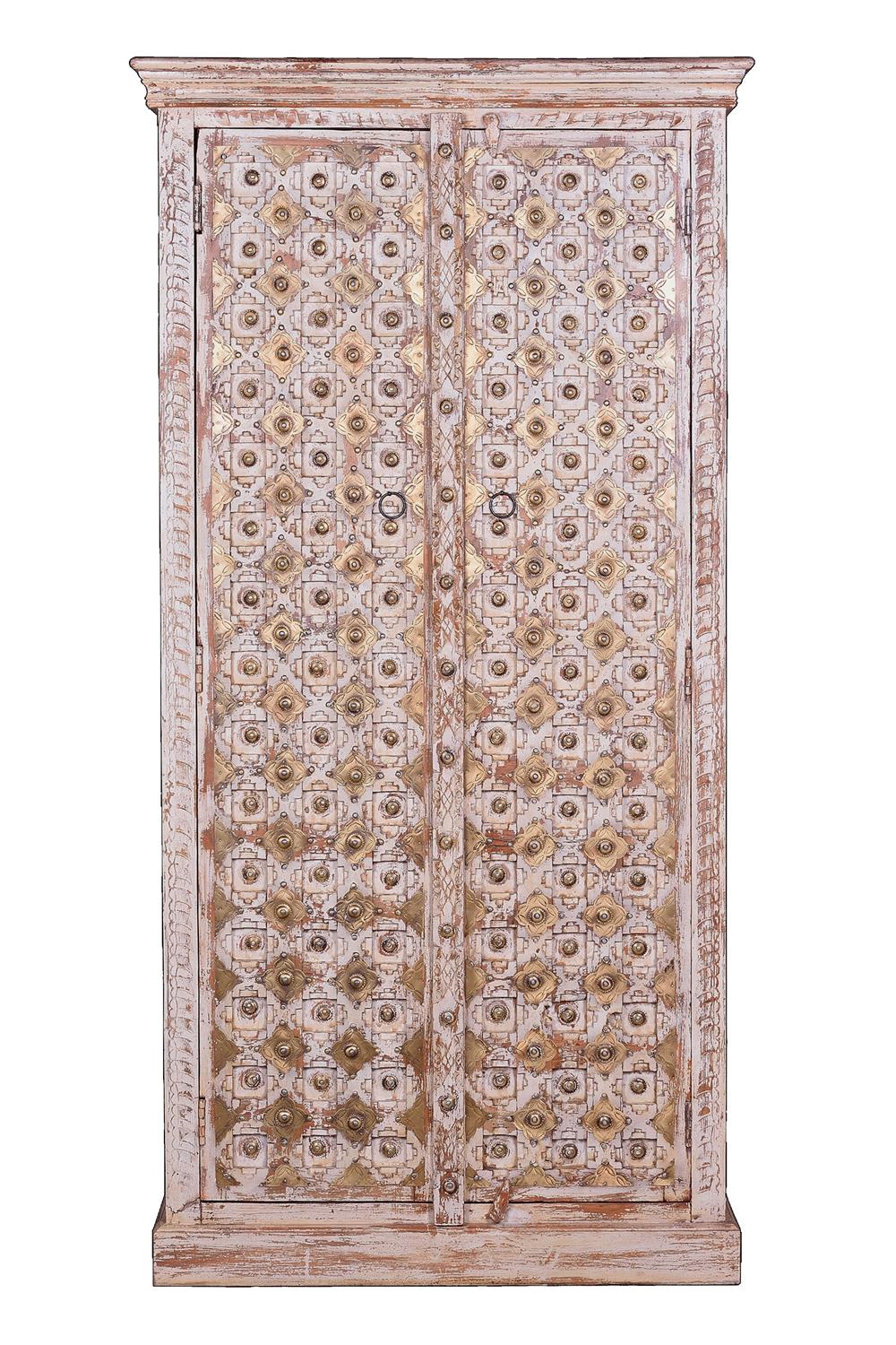 Schrank aus Mangoholz 90x180x40cm Holz Gold GINER Y COLOMER Möbel Schlafzimmermöbel Schränke