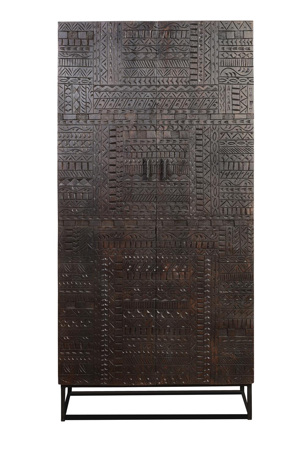 Schrank aus Mangoholz 90x180x50cm Holz Braun GINER Y COLOMER Möbel Schlafzimmermöbel Schränke