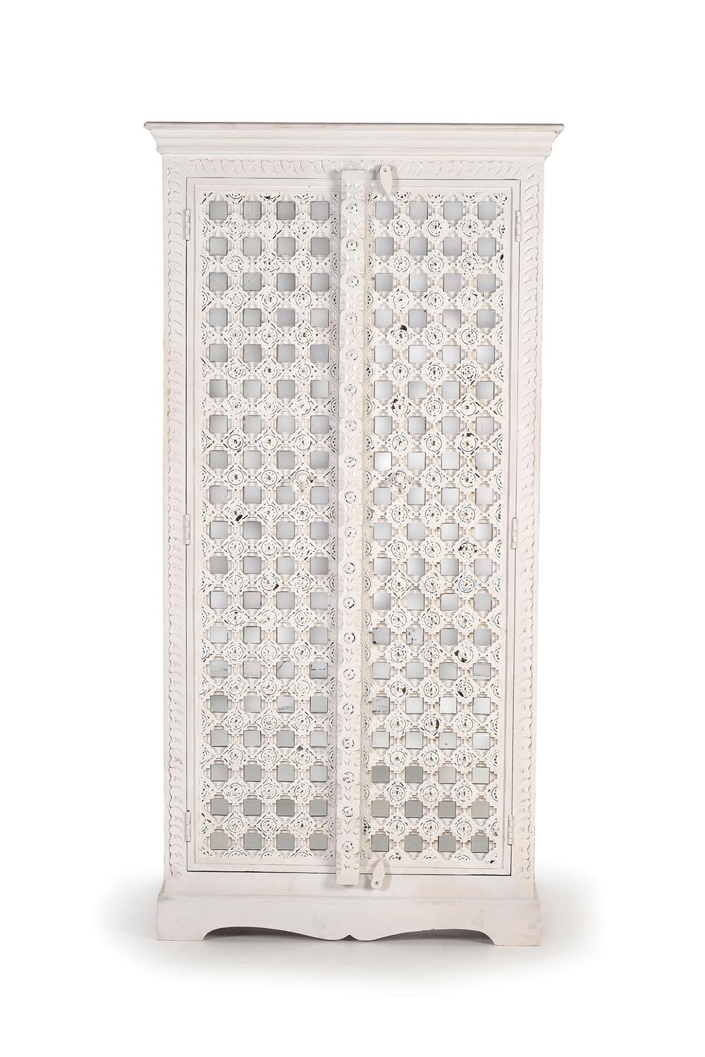 Schrank aus Mangoholz 90x180x40cm Holz Weiß GINER Y COLOMER Möbel Schlafzimmermöbel Schränke