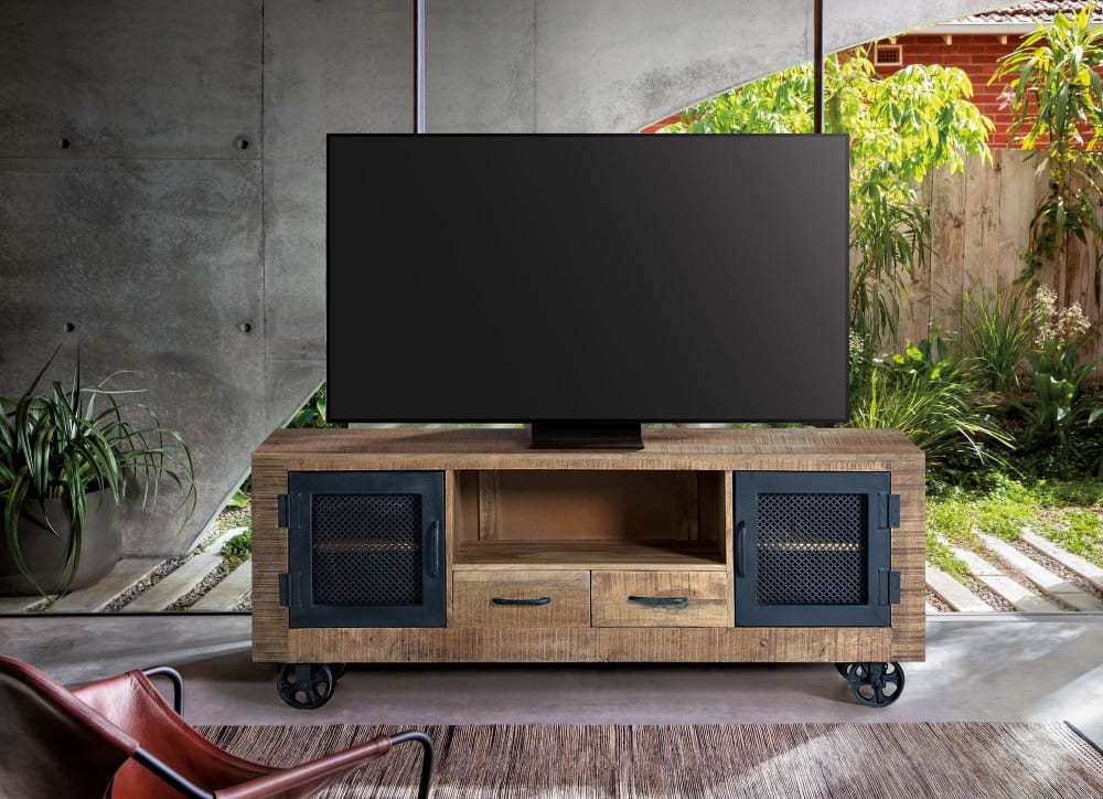 wohnli-moebel-suche-M21113849-1 TV-Schrank aus Mangoholz 150x60x38cm Holz Braun GINER Y COLOMER Möbel Wohnzimmermöbel TV-Möbel