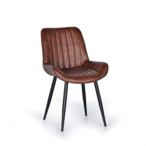 wohnli-moebel-suche-M21113851-1 Brauner Lederstuhl mit Metallbeinen 53x87x63cm Leder Braun GINER Y COLOMER Möbel Esszimmermöbel Stühle