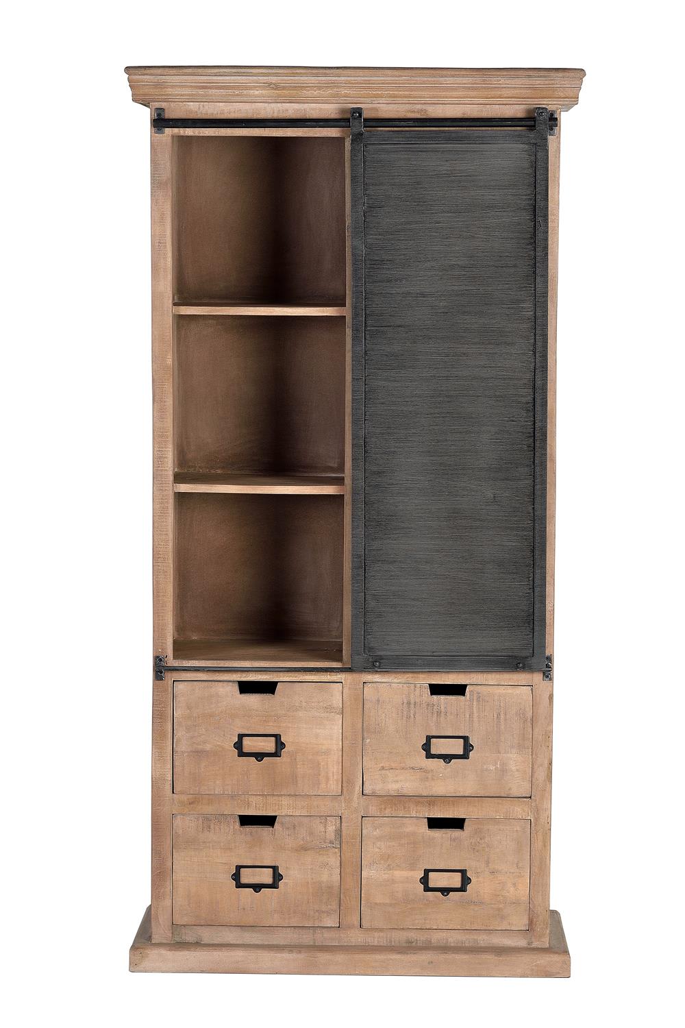 Küchenhochschrank aus Mangoholz 90x180x40cm Holz Braun GINER Y COLOMER Möbel Wohnzimmermöbel Bücherregale