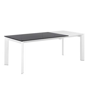 wohnli-moebel-suche-M21117088-1 Ausziehbarer Tisch 160 mit schwarzer Porzellanplatte und weißen Beinen 160x76x90cm Metall Schwarz Koketto Home Möbel Esszimmermöbel Esstische