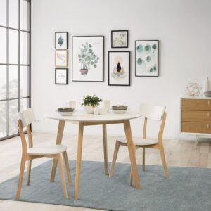 Esstisch 100 mit Eichenbeinen und weißer Tischplatte 100x75x100cm Holz Weiß Koketto Home Möbel Esszimmermöbel Esstische