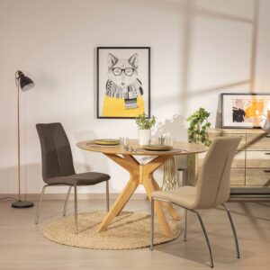 wohnli-moebel-suche-M21117097-1 Esstisch aus Eiche 120 cm. 120x75x120cm Holz Braun Koketto Home Möbel Esszimmermöbel Esstische