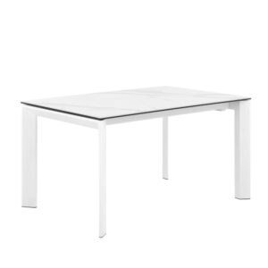 wohnli-moebel-suche-M21117099 Wohnli Möbelsuche - Ausziehbarer Tisch 160 mit weißer Porzellanplatte und weißen Beinen