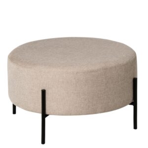 Wohnli Möbelsuche - Großer runder Pouf mit Metallbeinen in Schwarz und in Beige.