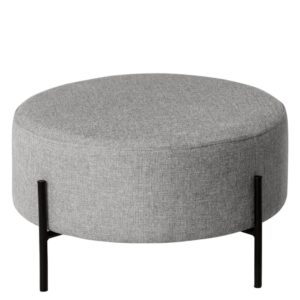 Wohnli Möbelsuche - Großer runder Hocker mit Metallbeinen in Schwarz und in Hellgrau.