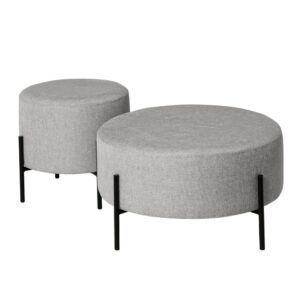 wohnli-moebel-suche-M21117970-1 Nordischer Pouf mit Metallbeinen in Schwarz und in Hellgrau. 40x41x40cm PES - Polyester Grau Koketto Home Sofas und Sessel Sessel, Poufs und Fußbänke Sitzsäcke