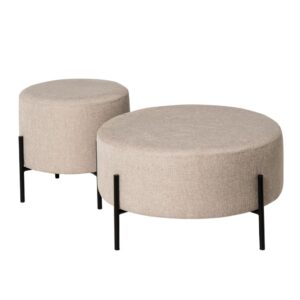 wohnli-moebel-suche-M21117973-1 Nordischer Pouf mit Metallbeinen in Schwarz und in Beige. 40x41x40cm PES - Polyester Beige Koketto Home Sofas und Sessel Sessel, Poufs und Fußbänke Sitzsäcke