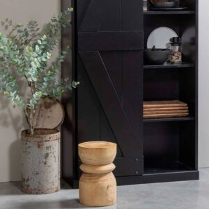 Runder Beistelltisch aus Paulownia Holz D28 0x40x0cm Holz Braun WOOOD Möbel Wohnzimmermöbel Hocker