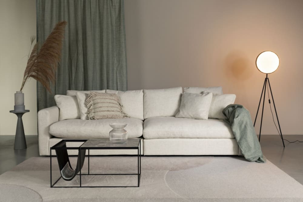 3-Sitzer-Sofa aus beigem Stoff 266x85x113cm Stoff Weiß Zuiver Sofas und Sessel Sofas 2-Sitzer-Sofas & 3-Sitzer-Sofas