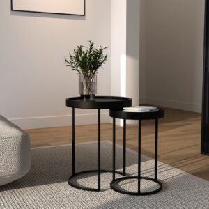 wohnli-moebel-suche-M21134601-1 Beistelltisch aus schwarzem Metall (Set von 2) 39x50x39cm Metall Schwarz Maison Pavane Möbel Wohnzimmermöbel Beistelltische