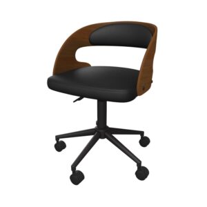 wohnli-moebel-suche-M21134833 Wohnli Möbelsuche - Drehstuhl aus dunklem Holz und schwarzem PU