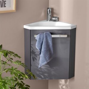 wohnli-moebel-suche-M21134852-1 Eckwaschtisch + Armaturenset 35x53x35cm Spanplatte Grau Mob In Möbel Badezimmermöbel Waschtische