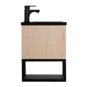 wohnli-moebel-suche-M21134853 Wohnli Möbelsuche - Wandwaschbecken-Set aus Metall und Holz mit schwarzem Wasserhahn