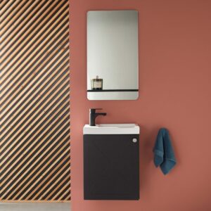 AVA Waschtisch-Spiegel-Set 21x53x41cm Spanplatte Schwarz Mob In Möbel Badezimmermöbel Waschtische