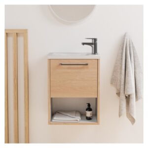 Handwaschbecken + Wasserhahn-Set 21x53x40cm Holz Braun Mob In Möbel Badezimmermöbel Waschtische
