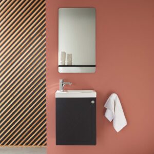 AVA Waschtisch-Spiegel-Set 21x53x41cm Spanplatte Schwarz Mob In Möbel Badezimmermöbel Waschtische