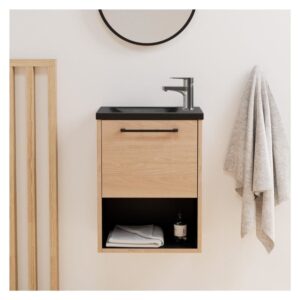 wohnli-moebel-suche-M21134944-1 Handwaschbecken + Wasserhahn-Set 21x53x40cm Holz Braun Mob In Möbel Badezimmermöbel Waschtische