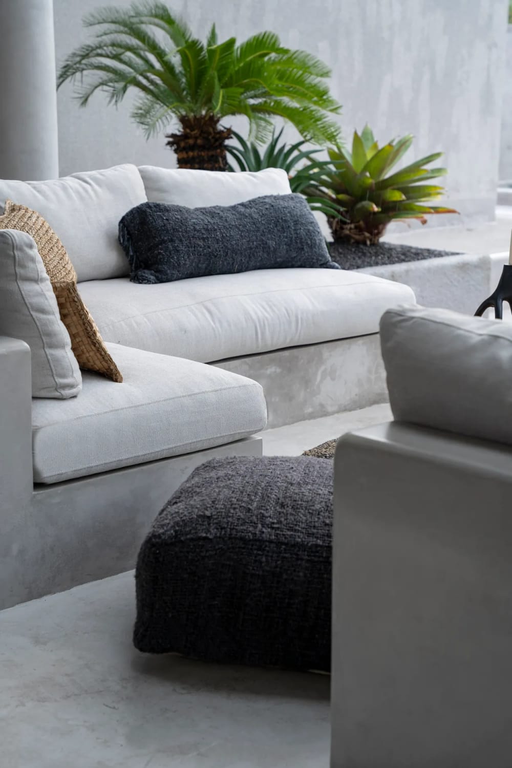 Pouf aus Baumwolle schwarz 60x25x60cm Baumwolle Schwarz Bazar Bizar Sofas und Sessel Sessel, Poufs und Fußbänke Sitzsäcke