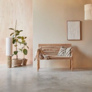 wohnli-moebel-suche-M22007859-1 Bank aus massivem Teakholz 120x88x65cm Holz Beige Tikamoon Sofas und Sessel Sessel, Poufs und Fußbänke Sessel