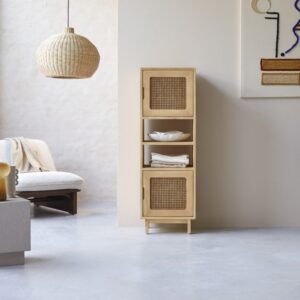 wohnli-moebel-suche-M22007863 Wohnli Möbelsuche - Hoher Bücherschrank aus Ulme und Rattangeflecht