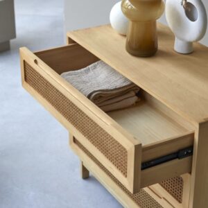 wohnli-moebel-suche-M22007874-1 Kommode aus massiver Ulme und Rattangeflecht 100x75x45cm Holz Beige Tikamoon Möbel Schlafzimmermöbel Kommoden