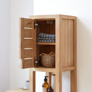 wohnli-moebel-suche-M22007883-1 Hochschrank aus massivem Teak 30x150x30cm Holz Beige Tikamoon Möbel Badezimmermöbel Bad-Hochschränke